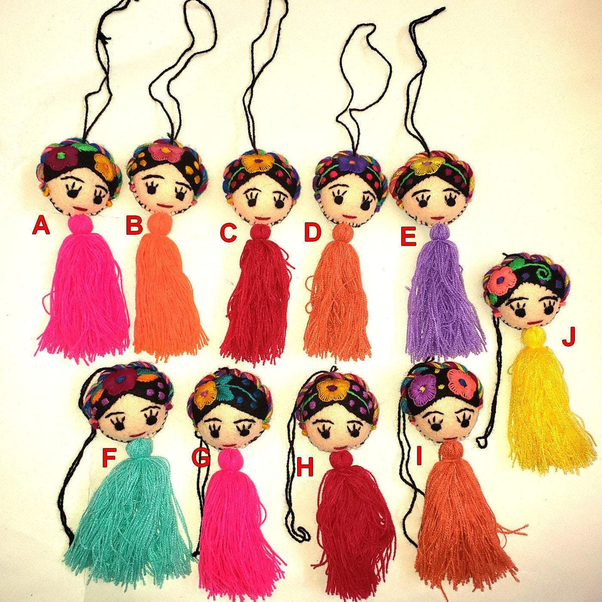 Frida doll ornament felt Pom Pom