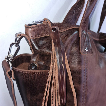 Dark Brown Genuine LEATHER CONVERTIBLE BACKPACK Bag - Aesthetic Full Grain Leather Handles cross body And Handbags