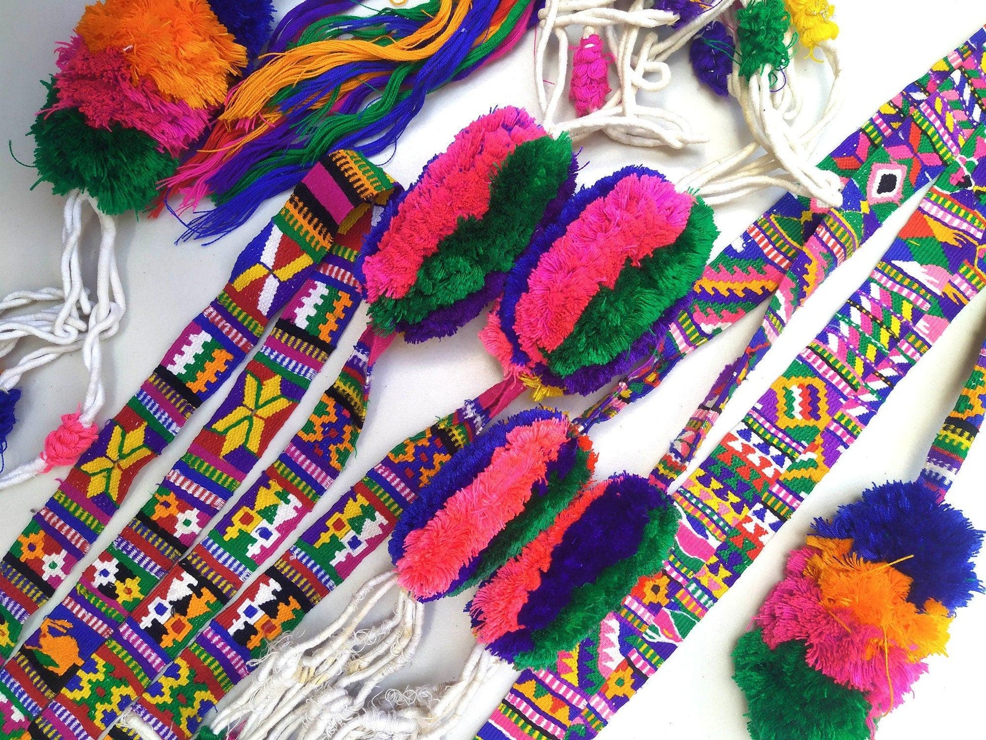 Vintage unique Guatemala handmade weaved cotton TOCOYAL SASH