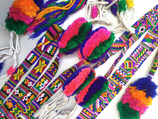 Vintage unique Guatemala handmade weaved cotton TOCOYAL SASH