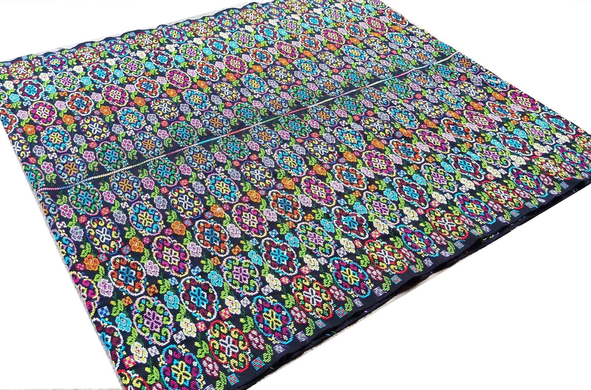 Unique Guatemala Handmade WEAVED Cotton multicolor ZUNIL Corte -Fabric per yard-