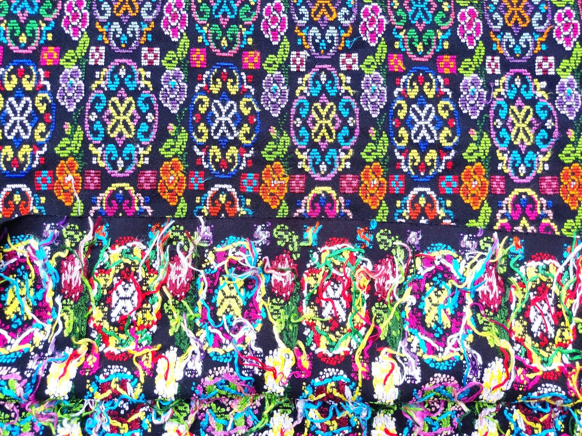 Unique Guatemala Handmade WEAVED Cotton multicolor ZUNIL Corte -Fabric per yard-