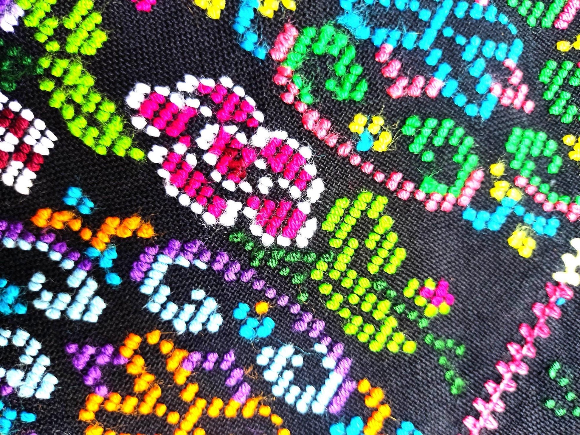 Unique Guatemala Handmade WEAVED Cotton multicolor ZUNIL Corte -Fabric per yard-