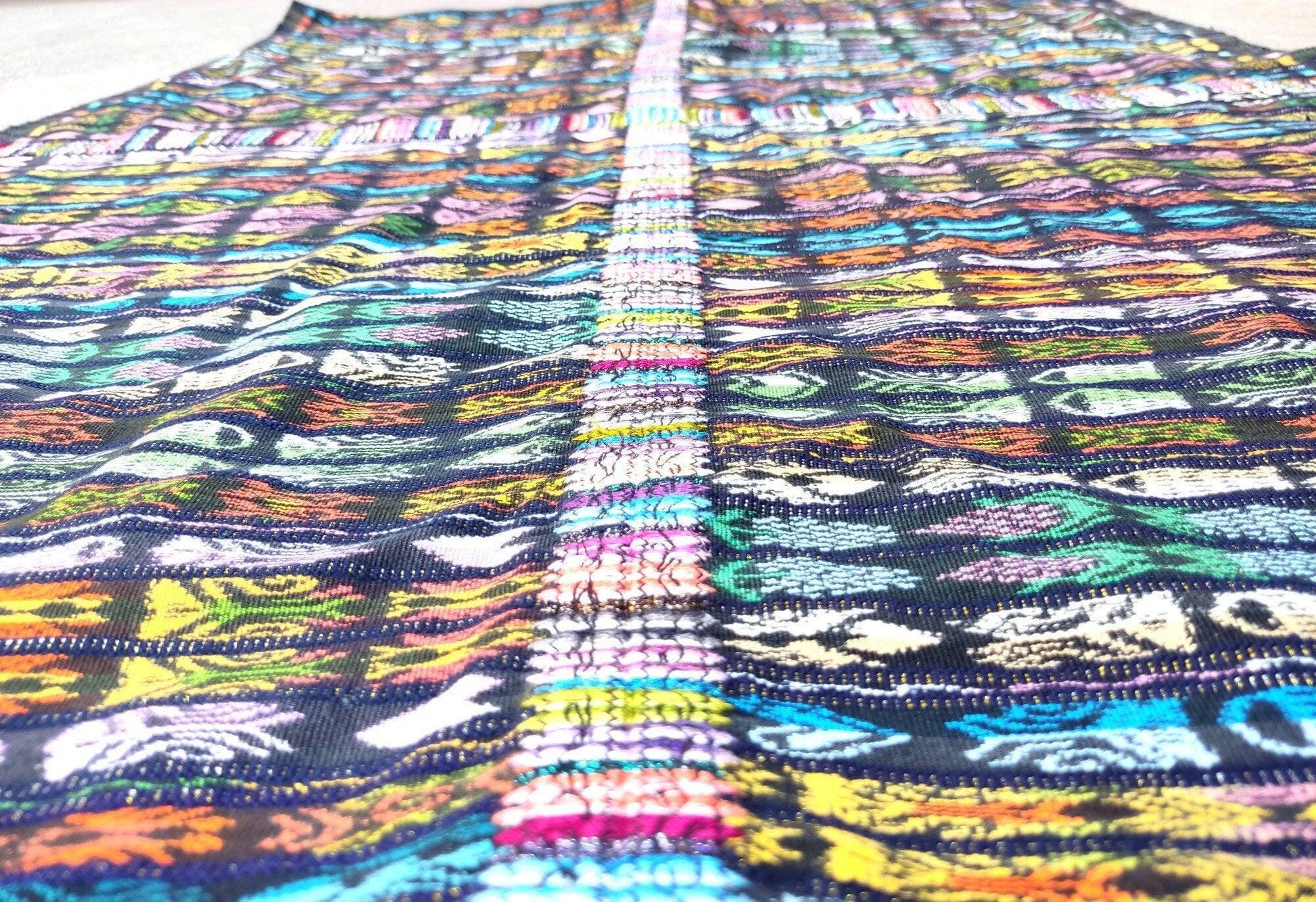 New unique Guatemala Handmade Weaved WOOL multicolor SOLOLA Corte -Fabric per yard-