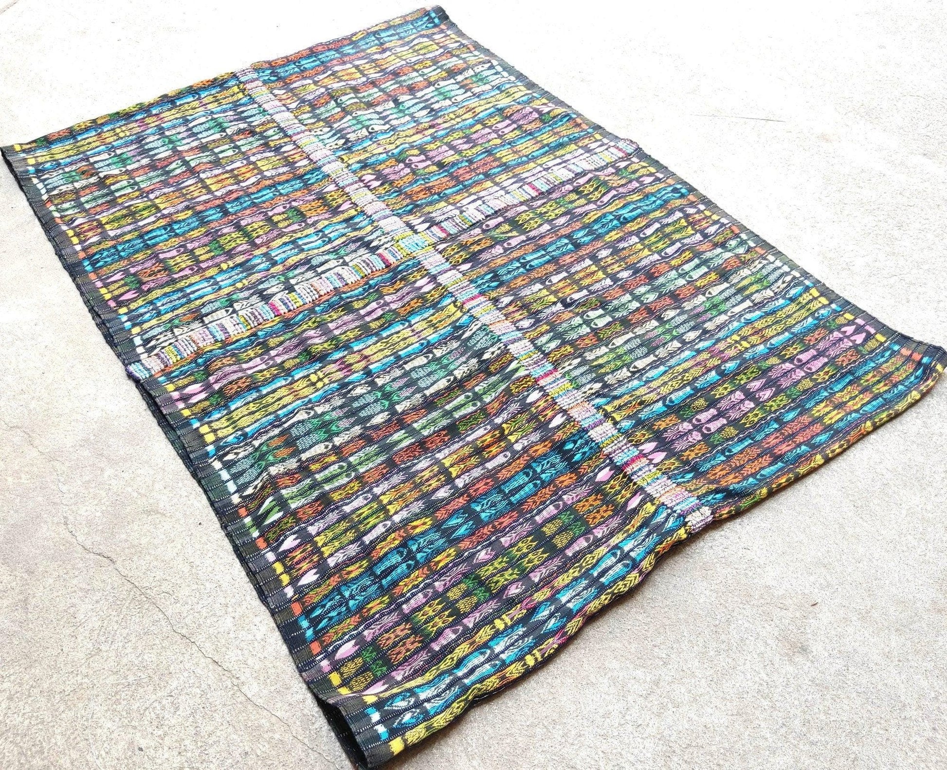 New unique Guatemala Handmade Weaved WOOL multicolor SOLOLA Corte -Fabric per yard-