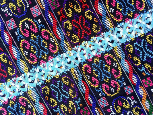 New unique Guatemala handmade weaved cotton multicolor Zunil Corte -Fabric per yard-
