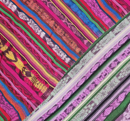 Guatemalan Unique Vintage Ikat Silk fabric per yard- Hand Woven Ethnic Textile -