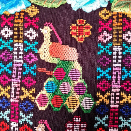 New unique Guatemala handmade weaved cotton multicolor Zunil Peacocks Corte -Fabric per yard-