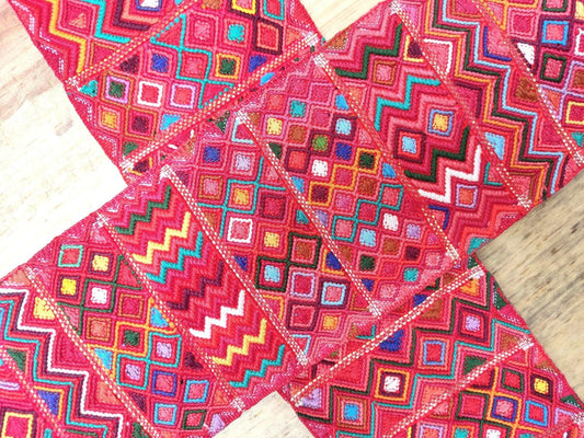 Vintage Red Unique Guatemala Handmade WEAVED Cotton SASH CINTA from Aguacatan