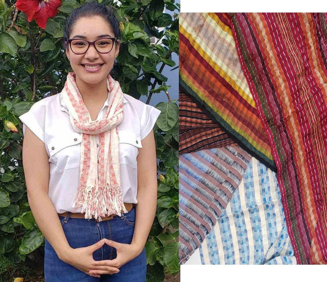 Ivory Scarf, Cotton Shawl, Guatemalan Scarf,