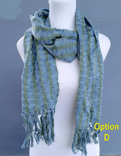 Women Medium Weight GUATEMALAN COTTON Indigo SCARF Wrap - Artisans Wear Aesthetic Shawl