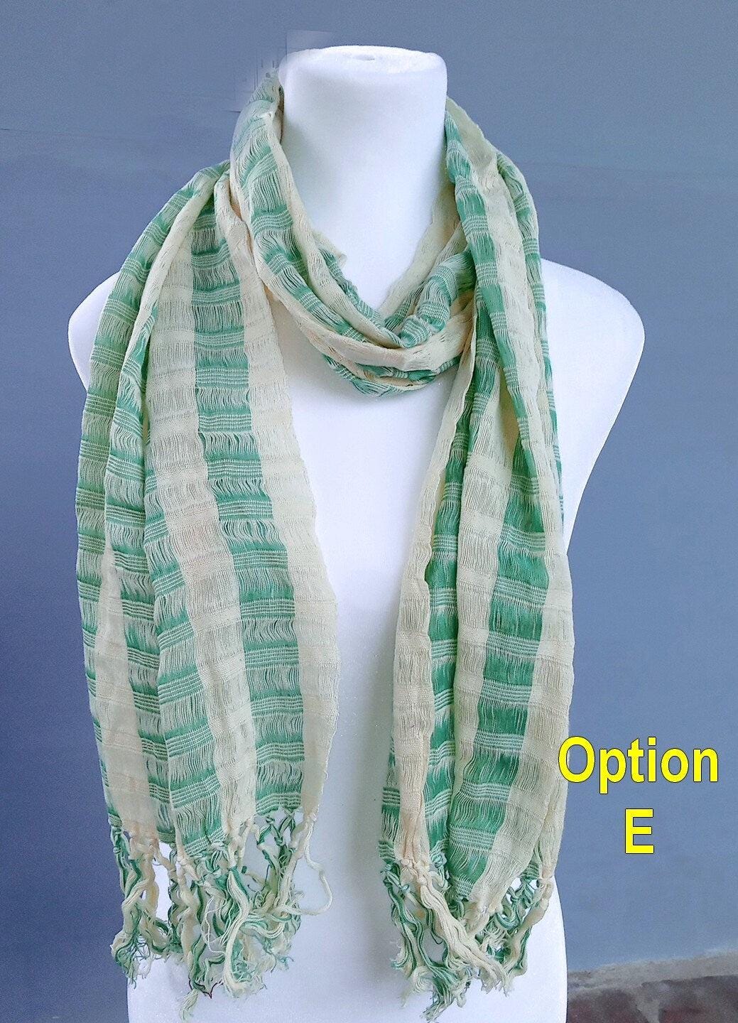 Women Medium Weight GUATEMALAN COTTON Indigo SCARF Wrap - Artisans Wear Aesthetic Shawl