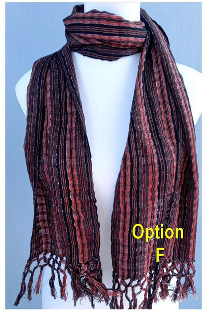 Women Medium Weight GUATEMALAN COTTON Indigo SCARF Wrap - Artisans Wear Aesthetic Shawl