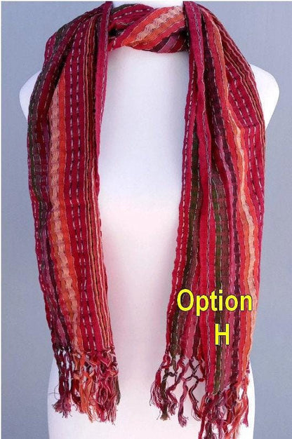 Women Medium Weight GUATEMALAN COTTON Indigo SCARF Wrap - Artisans Wear Aesthetic Shawl