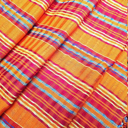 Women Medium Weight GUATEMALAN COTTON Orange SCARF Wrap - Artisans Wear Aesthetic Shawl