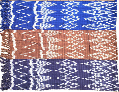Handmade Guatemalan light weight cotton ikat scarf with fringes