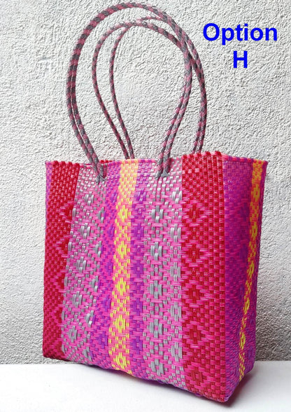 Large Woven Guatemalan Plastic market Bag - RECYCLED PLASTIC Basket - Mayan Fair Trade 