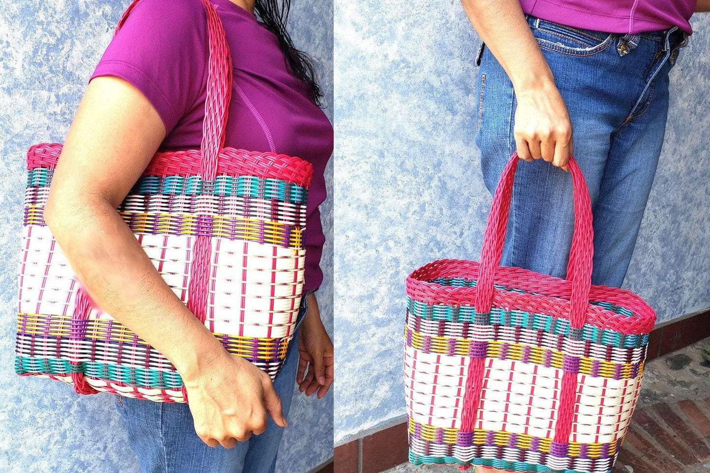 Large Woven Guatemalan Plastic market Bag - Recycled plastic