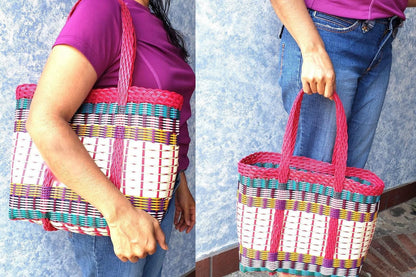 Large Woven Guatemalan Plastic market Bag - Recycled plastic