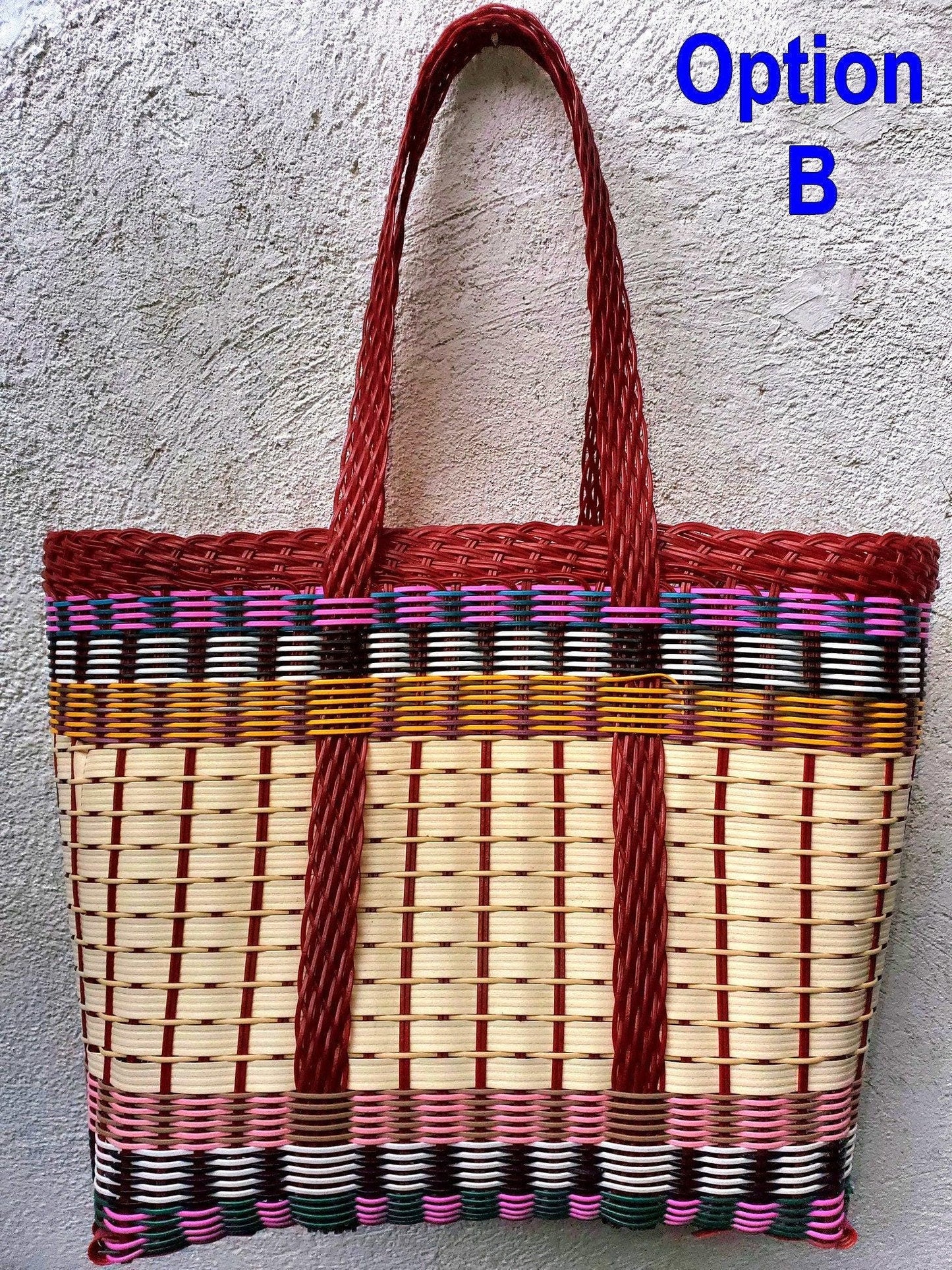 Large Woven Guatemalan Plastic market Bag - Recycled plastic