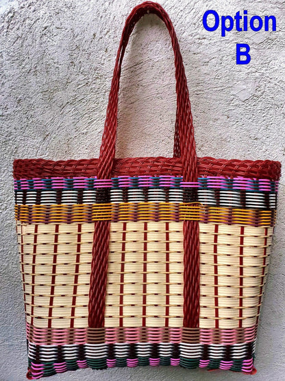 Large Woven Guatemalan Plastic market Bag - Recycled plastic