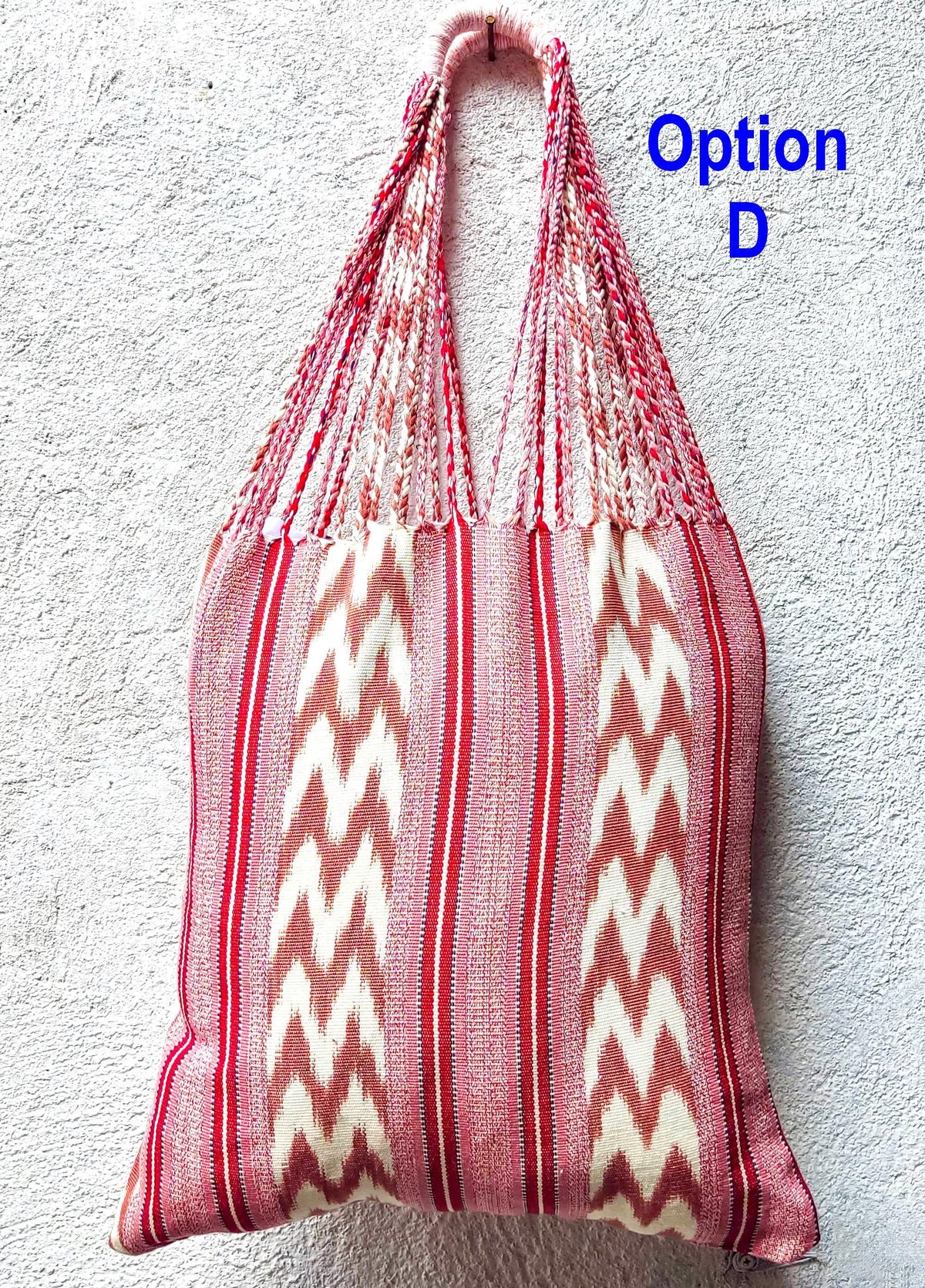 Guatemalan IKAT Hammock BAG with Braided Handles . Variety Colors Available