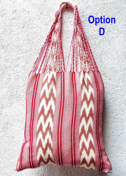 Guatemalan IKAT Hammock BAG with Braided Handles . Variety Colors Available