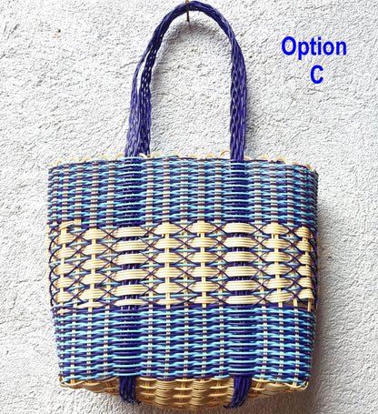 Large Woven Guatemalan Plastic market Bag - RECYCLED PLASTIC Basket