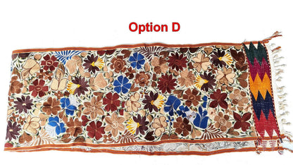 Handmade Floral Embroidered Table RUNNER With Tassels - ZACUALPA-