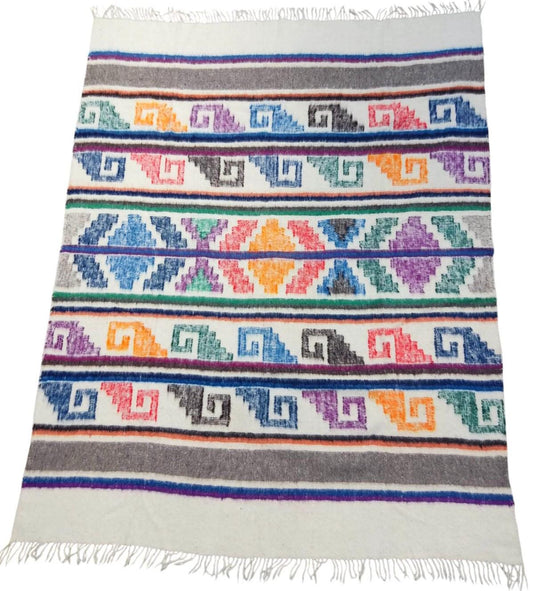 Organic PONCHO Wool GUATEMALAN BLANKET For Winter Season -Traditional Blanket Made In Momostenango