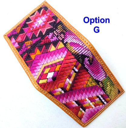 Guatemalan Authentic LeatherWALLET -Huipil Patterned Multiple Options