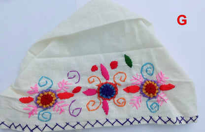 Women Head Hand Embroidered COTTON BAND BANDANA In Medium Weight - Multiple Colors Head Warmer Guatemalan Bandana