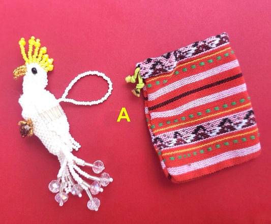 BEADED COCKATOO Hanging ORNAMENT Gift For Bird Lovers - Czech Glass Seed Beads And Nylon Thread