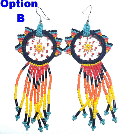 Guatemalan Handmade Colorful CATCH DREAMS Seed BEAD Earrings