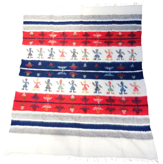 Organic PONCHO Wool GUATEMALAN BLANKET For Winter Season -Traditional Blanket Made In Momostenango