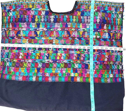 Cotton Unique Black Handmade WEAVED -San MARTIN JILOTEPEQUE- Huipil