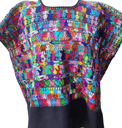 Cotton Unique Black Handmade WEAVED -San MARTIN JILOTEPEQUE- Huipil