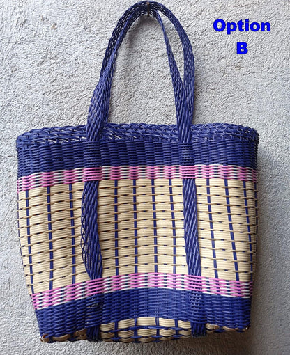 Large Woven Guatemalan Plastic market Bag - Recycled plastic