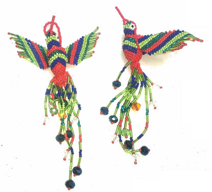 BEADED HUMMINGBIRD Hanging ORNAMENT Gift For Bird Lovers - Czech Glass Seed Beads And Nylon Thread