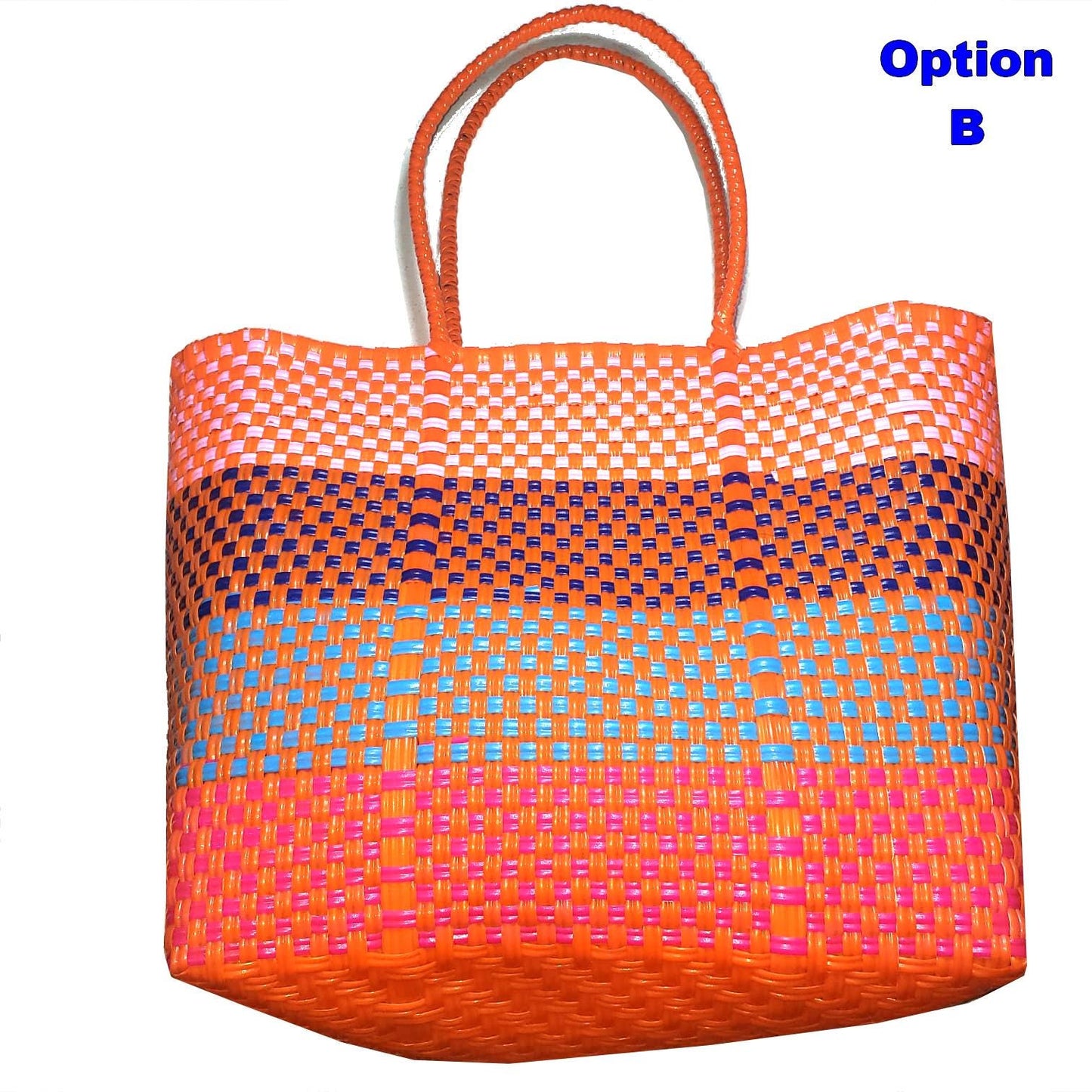 Large Woven Guatemalan Plastic market Bag - RECYCLED PLASTIC Basket