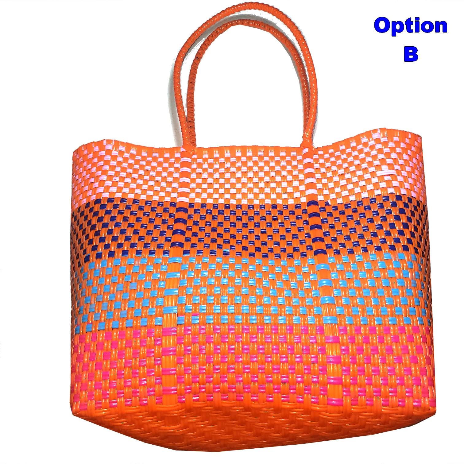Large Woven Guatemalan Plastic market Bag - RECYCLED PLASTIC Basket