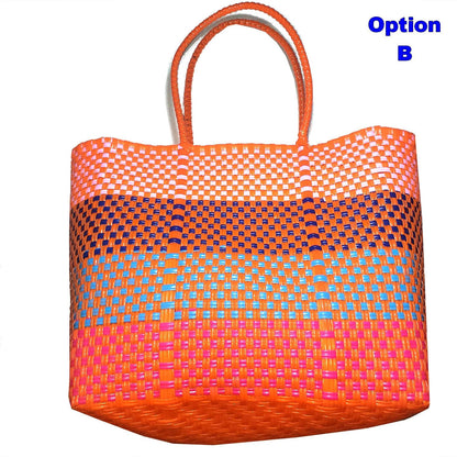 Large Woven Guatemalan Plastic market Bag - RECYCLED PLASTIC Basket