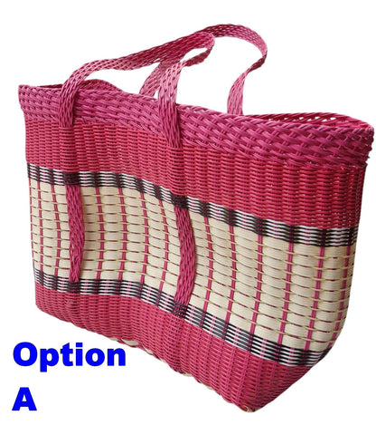 Extra Large Woven Guatemalan Plastic Market Bag - RECYCLED PLASTIC Basket