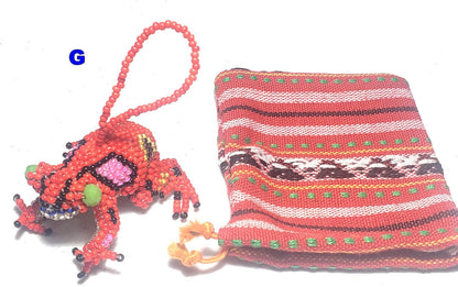 BEADED FROG Hanging ORNAMENT Key chain Gift For Animal Lovers - Czech Glass Seed Beads And Nylon Thread