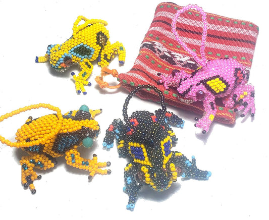 BEADED FROG Hanging ORNAMENT Key chain Gift For Animal Lovers - Czech Glass Seed Beads And Nylon Thread