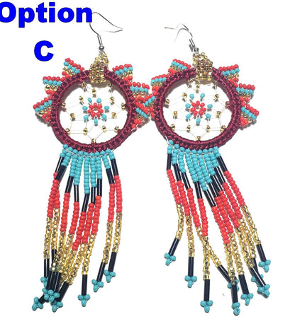 Guatemalan Handmade Colorful CATCH DREAMS Seed BEAD Earrings