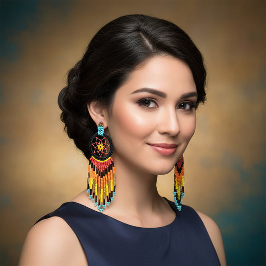 Guatemalan Handmade Colorful CATCH DREAMS Seed BEAD Earrings