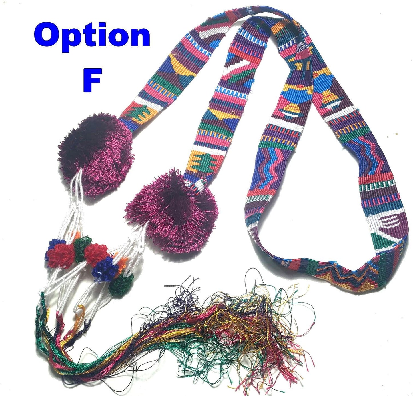 Guatemalan Silk SASH HairBand with poms