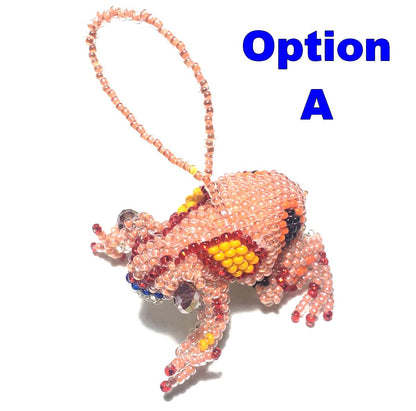 BEADED FROG Hanging ORNAMENT Key chain Gift For Animal Lovers - Czech Glass Seed Beads And Nylon Thread