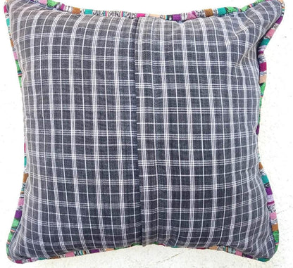 Set of Cotton Guatemala UPCYCLED Geometric PEACOCK Huipil Pillow Case Cushion Cover 18x18 inches 45x45 cm